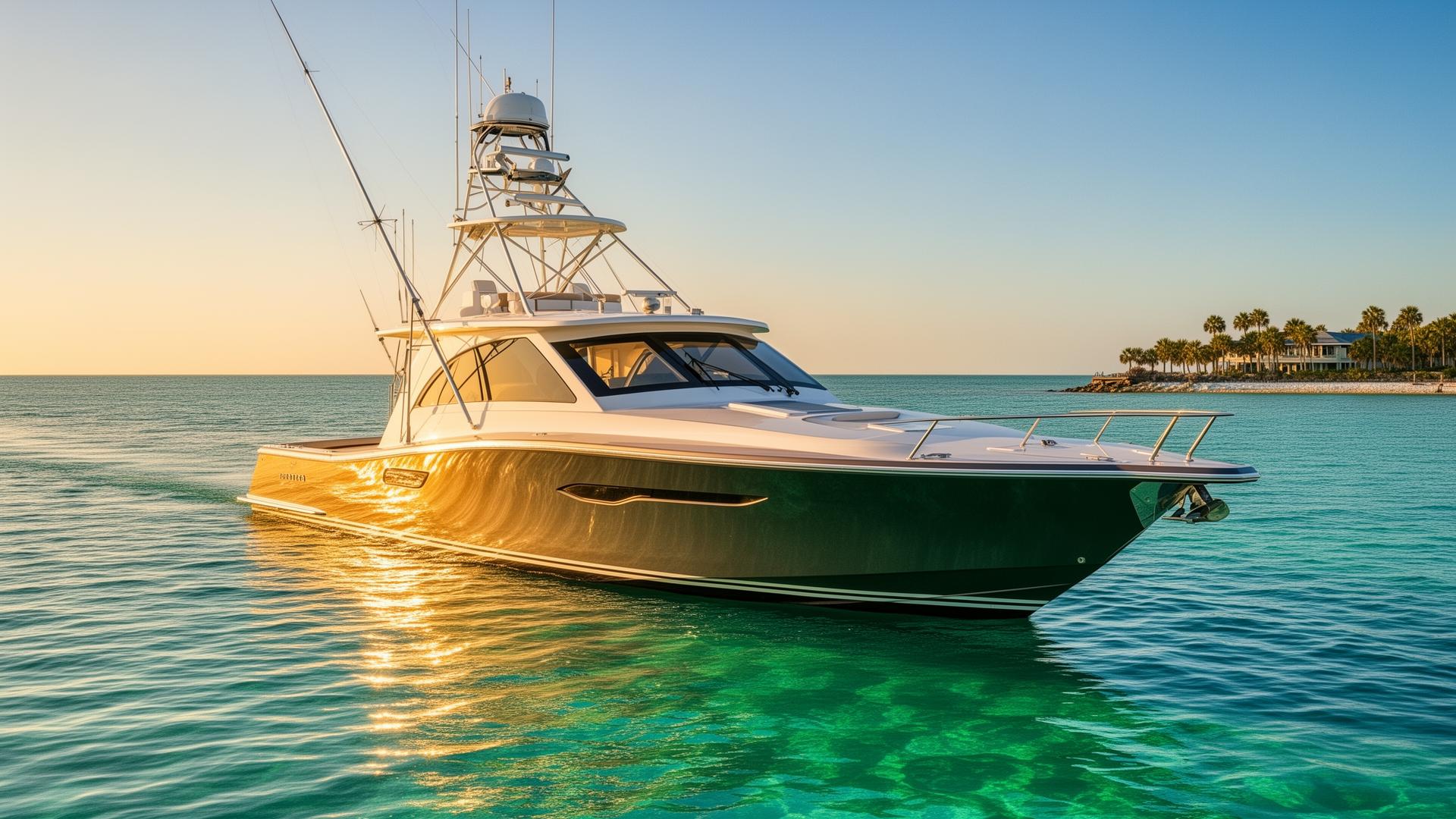 Pristine detailed boat on the water in Perdido Key, FL